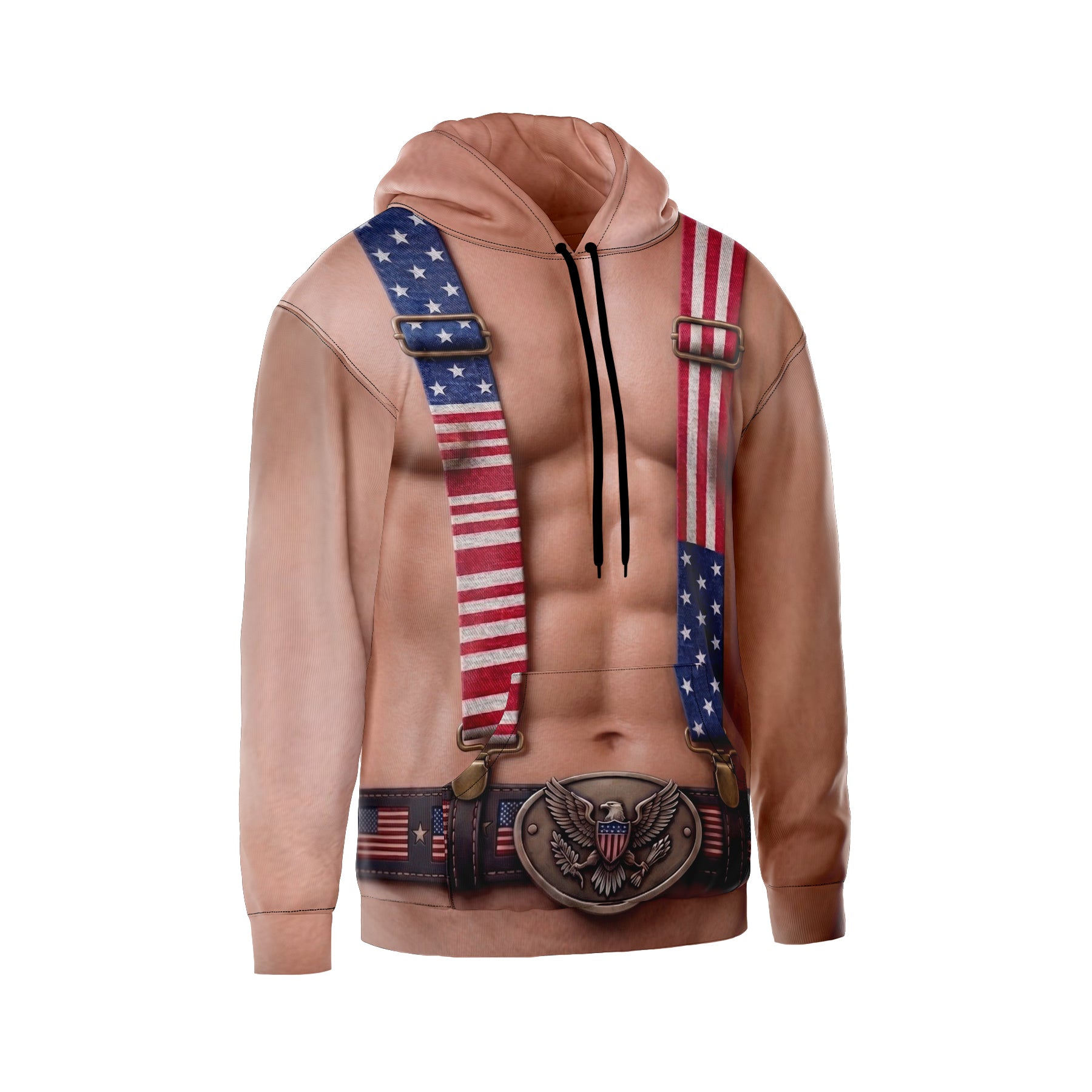Patriotic American Suspenders Graphic Print Men's Fleece Hoodie