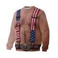 Patriotic American Suspenders Graphic Crewneck Sweatshirt