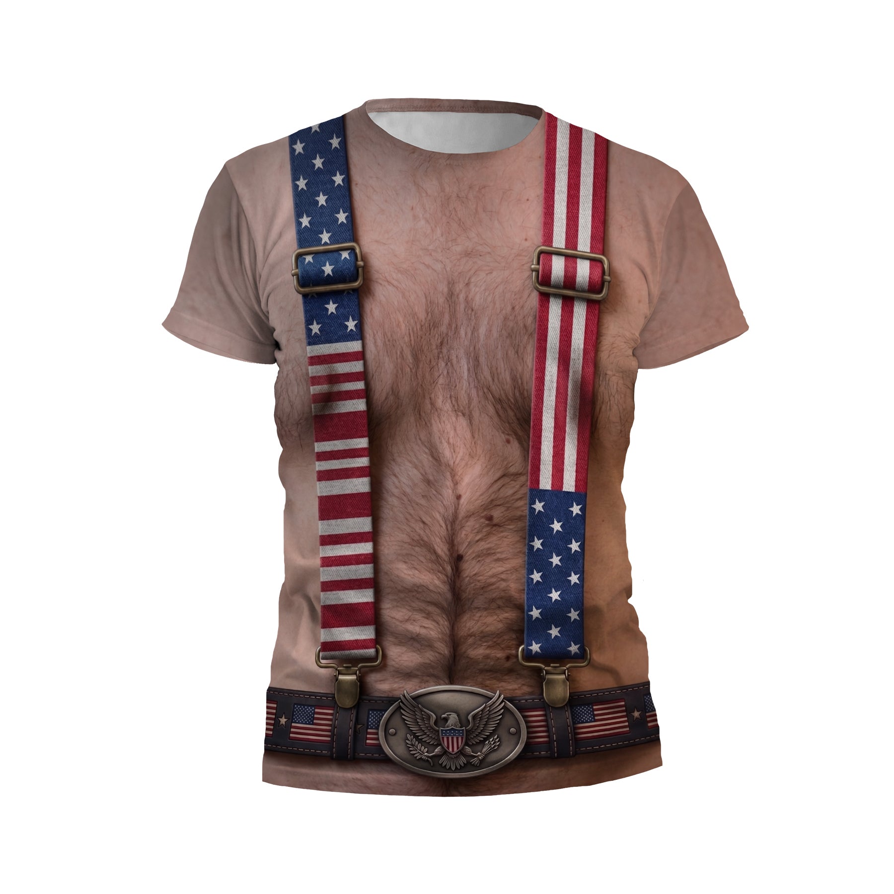 American Patriotic Suspenders Print Men's Athletic T-Shirt
