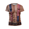 Patriotic American Suspenders Graphic T-Shirt High-Performance Muscle Fit Gym Tee