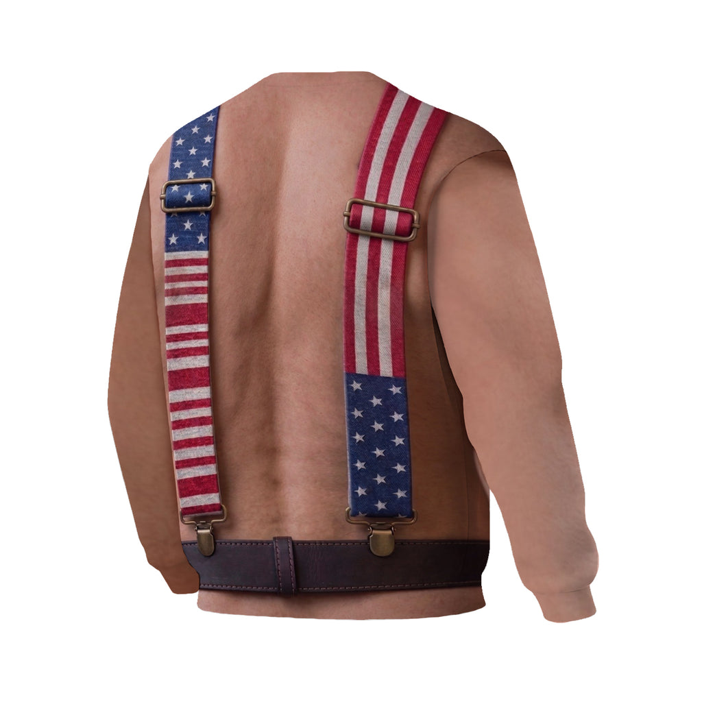 Patriotisches Sweatshirt mit Rundhalsausschnitt und Muskel-Print im amerikanischen Look