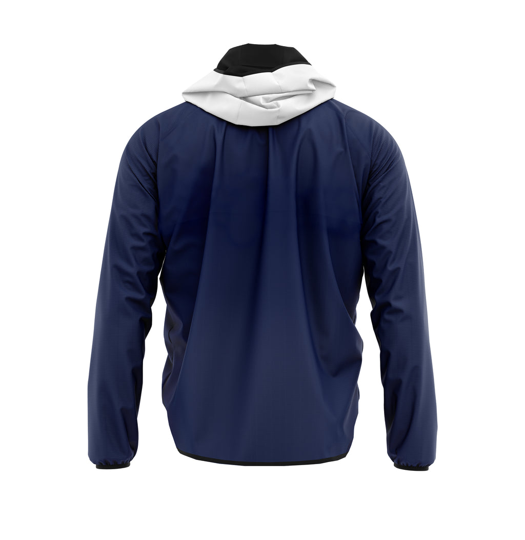 Windbreaker-Jacke mit Kapuze und Politician-Suit-Grafikprint