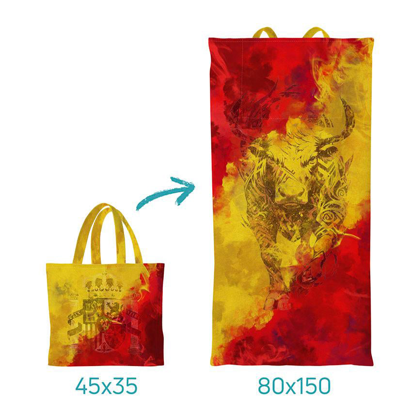 Spain Souvenir Beach Towel Tote Bag 2-in-1 Travel Accessory