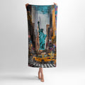 Statue of Liberty New York Graphic Beach Towel Soft Cotton Backed