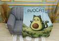 Tired Avocado Cat Plush Throw Blanket