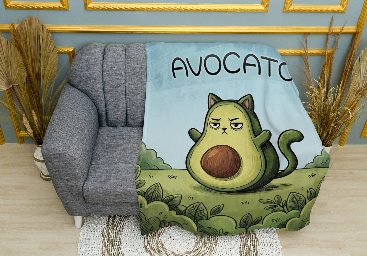 Müde Avocado-Katzen-Plüschdecke