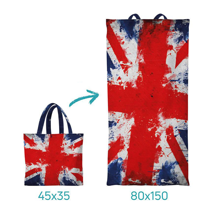 2-in-1 Travel Beach Towel Tote Bag United Kingdom Flag Print