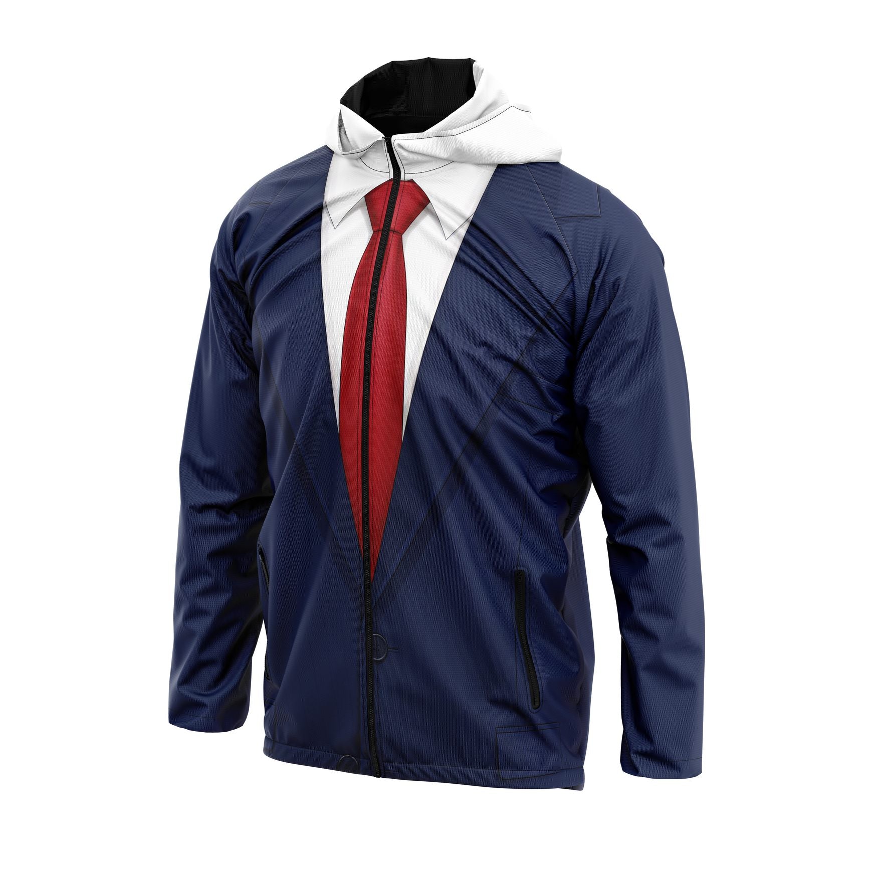 Politician Suit Union Jack Graphic Windbreaker Lightweight Hooded Jacket