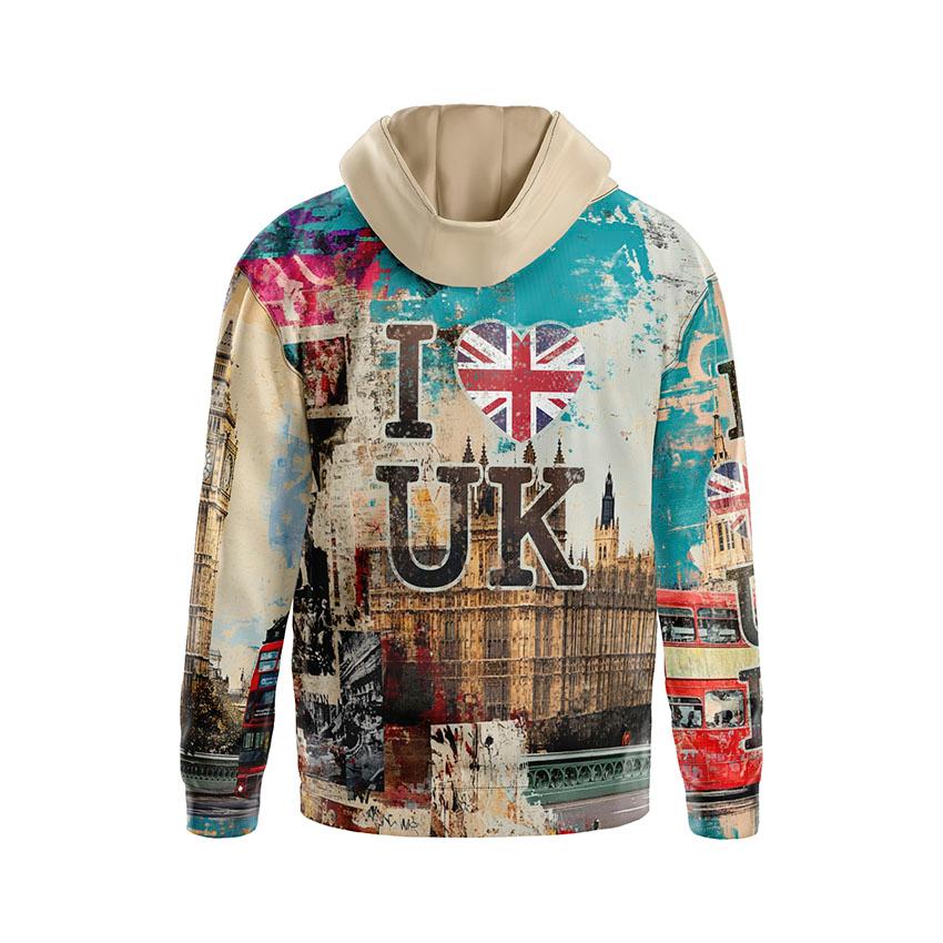Vintage London Graphic Hoodie Heavyweight Fleece Pullover