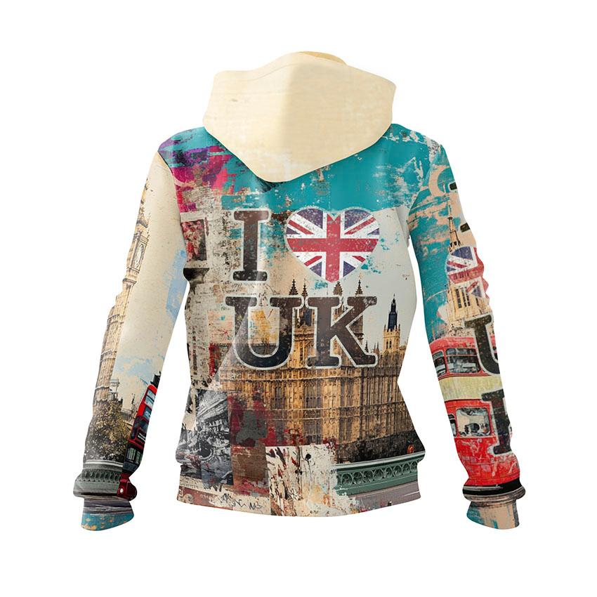 Vintage London Graphic Hoodie Women Heavyweight Fleece Pullover