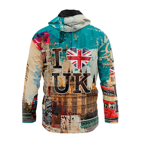Vintage London Graphic Windbreaker Jacket Lightweight Hooded Outerwear