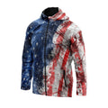 Vintage USA Flag Classic Windbreaker Lightweight Hooded Rain Jacket
