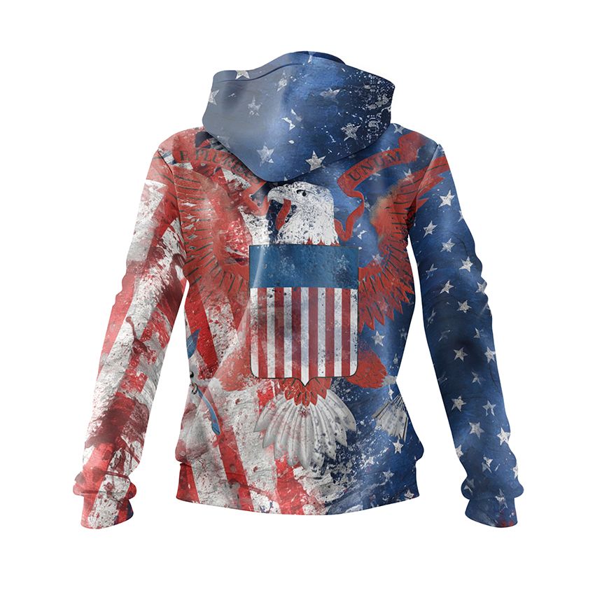 Women's USA Graphic Printed Hoodie Casual Fleece Sweatshirt