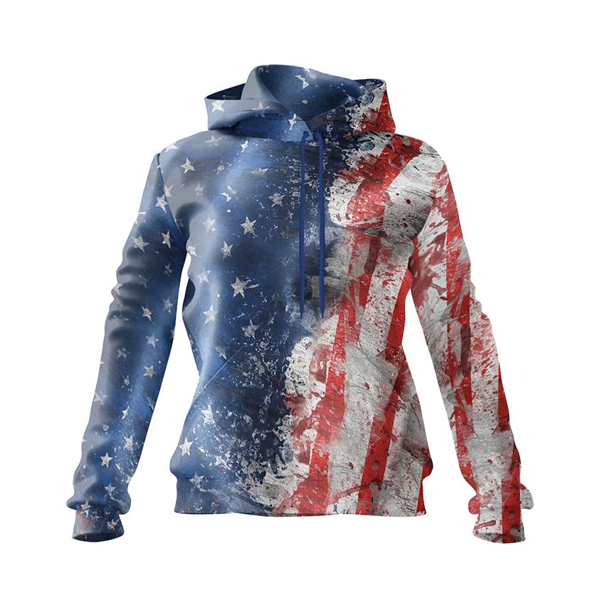 Women's USA Graphic Printed Hoodie Casual Fleece Sweatshirt