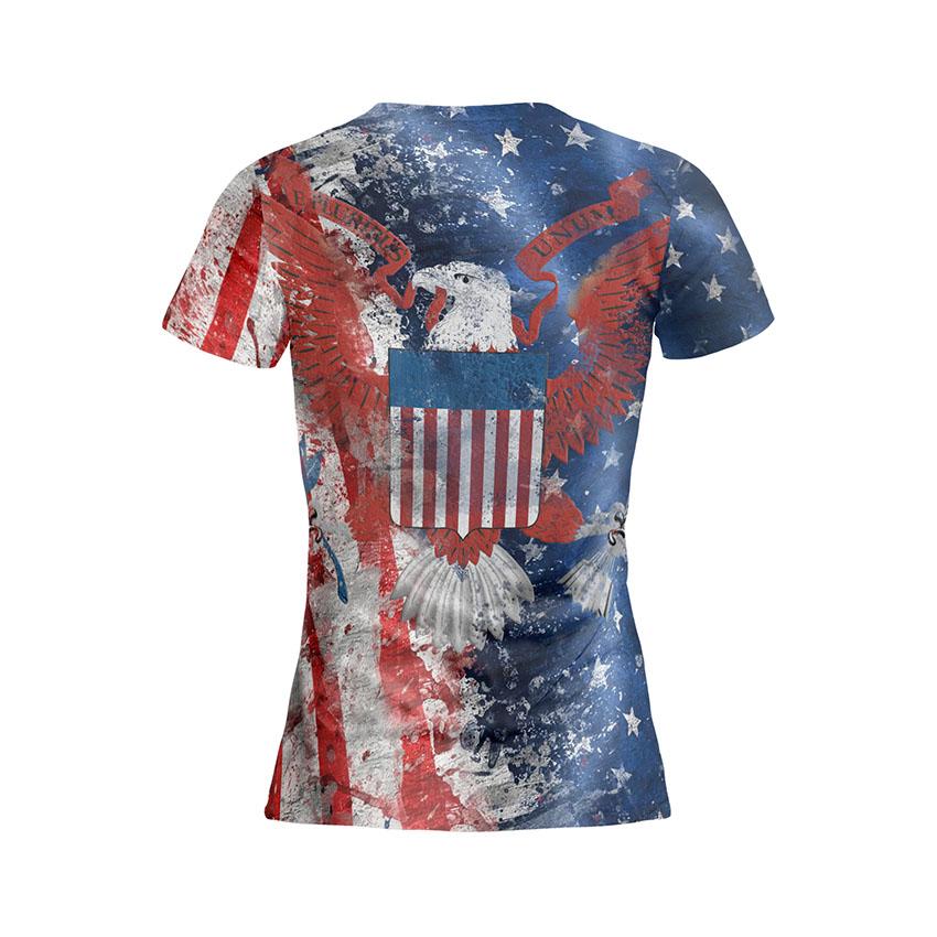 Women's Athletic USA Graphic T-Shirt Fitted Moisture Wicking Sport Top