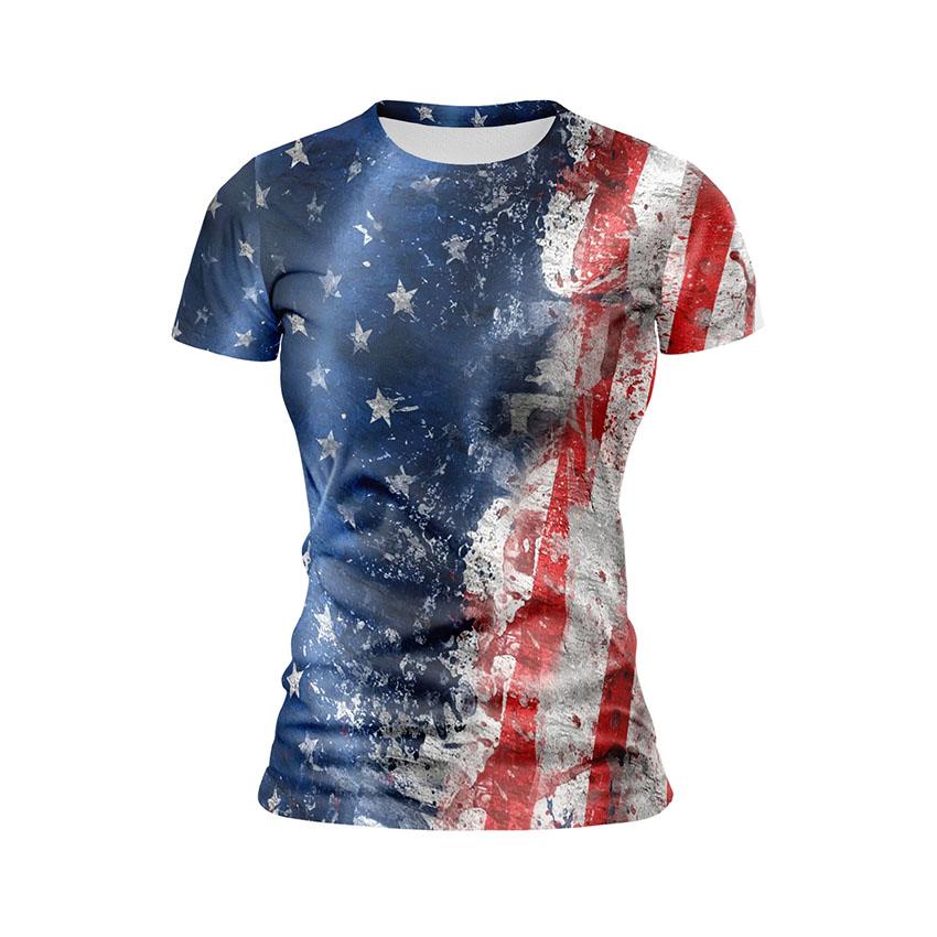 Women's Athletic USA Graphic T-Shirt Fitted Moisture Wicking Sport Top