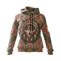 Native American Indian Wolf Graphic Hoodie Women's Fleece Pullover