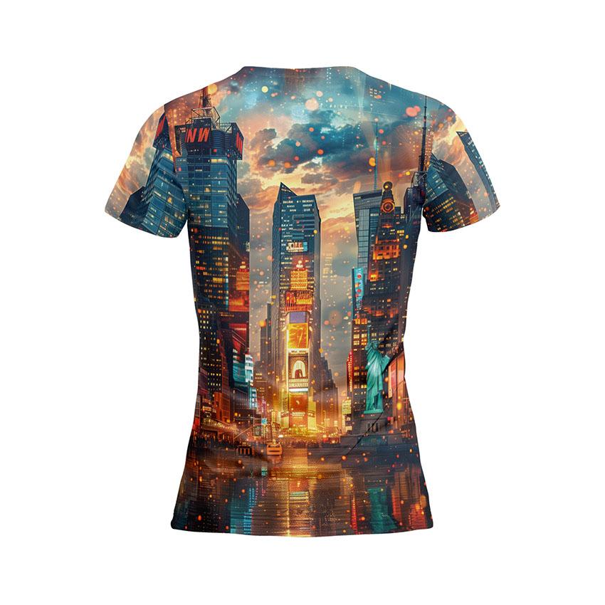 Women's New York Skyline Athletic Shirt - City Graphic Workout Top
