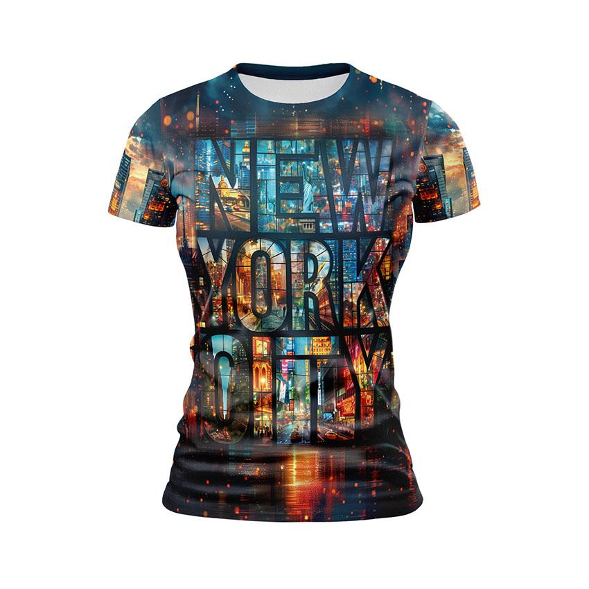 Women's New York Skyline Athletic Shirt - City Graphic Workout Top