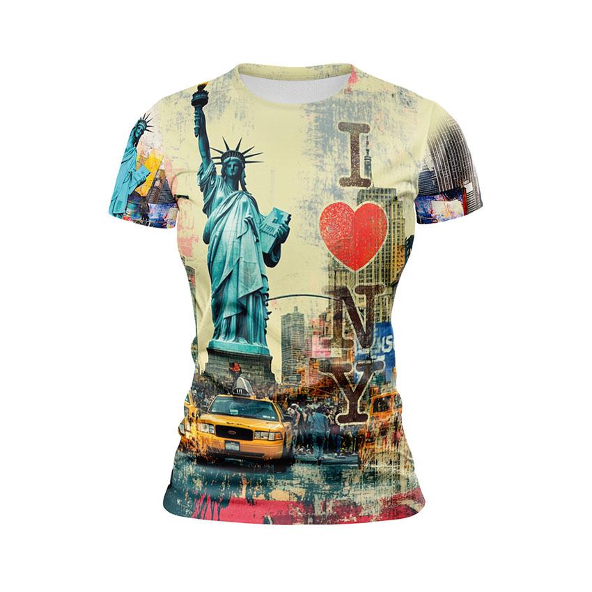 Statue of Liberty Graphic Athletic Shirt Women's NYC Workout Top