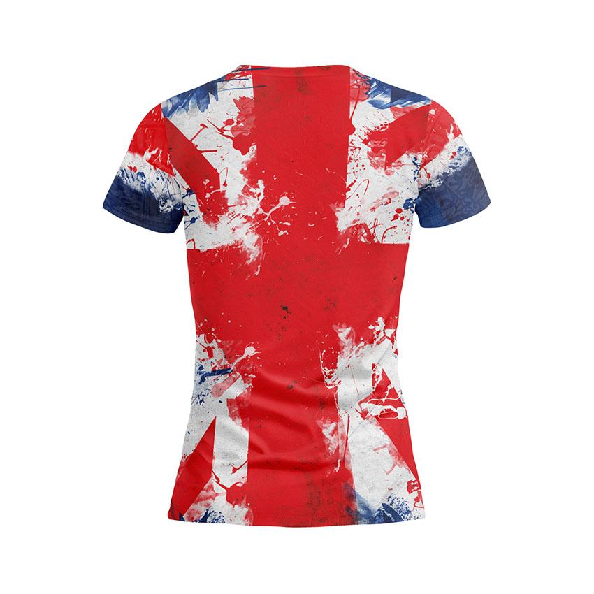 Women's Union Jack Graphic Athletic Shirt - United Kingdom Printed Sport Top