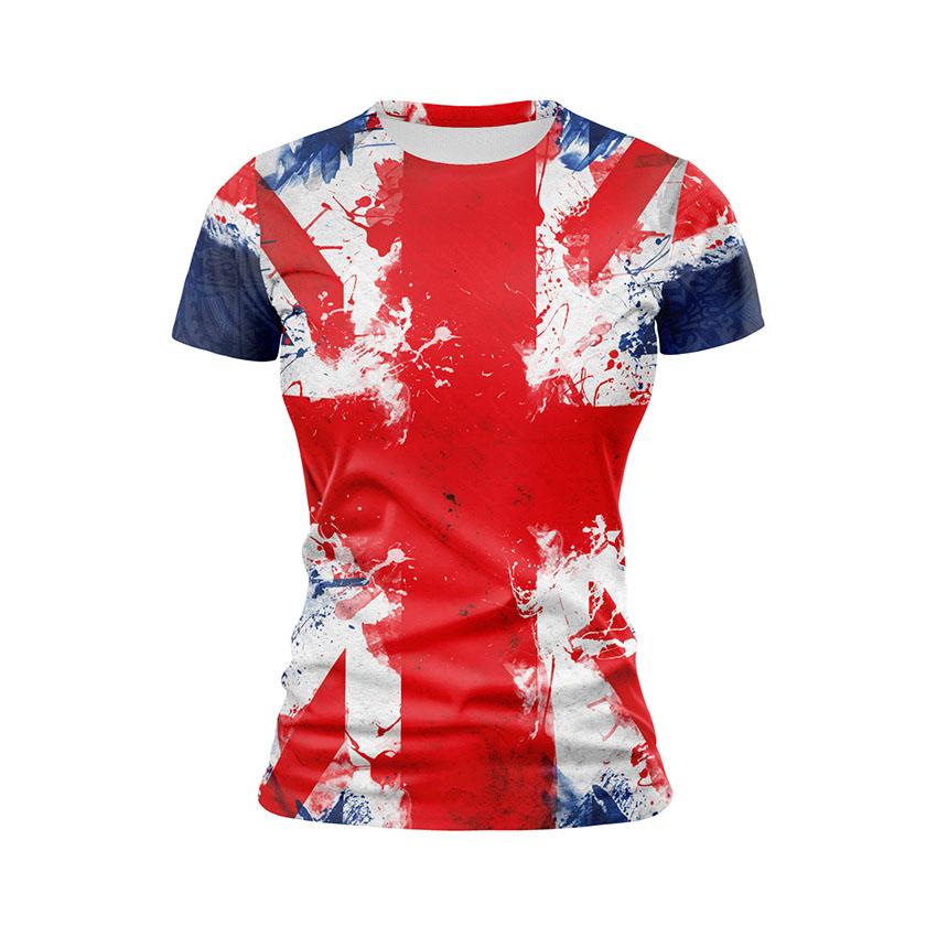 Women's Union Jack Graphic Athletic Shirt - United Kingdom Printed Sport Top