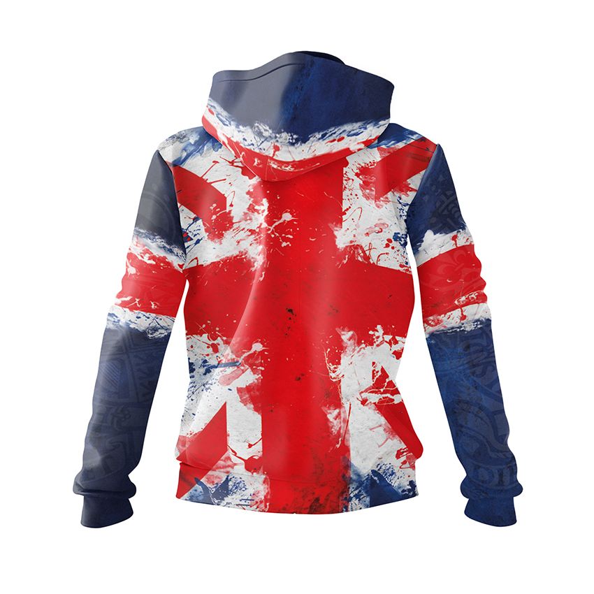 Women's United Kingdom Flag Fleece Hoodie - British Culture Pullover