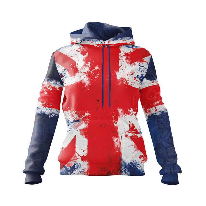 Women's United Kingdom Flag Fleece Hoodie - British Culture Pullover