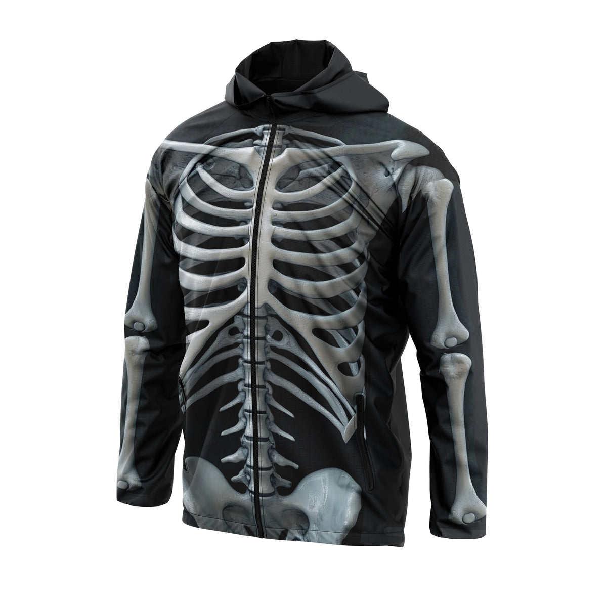 X-Ray Skelett-Grafik Windbreaker-Jacke