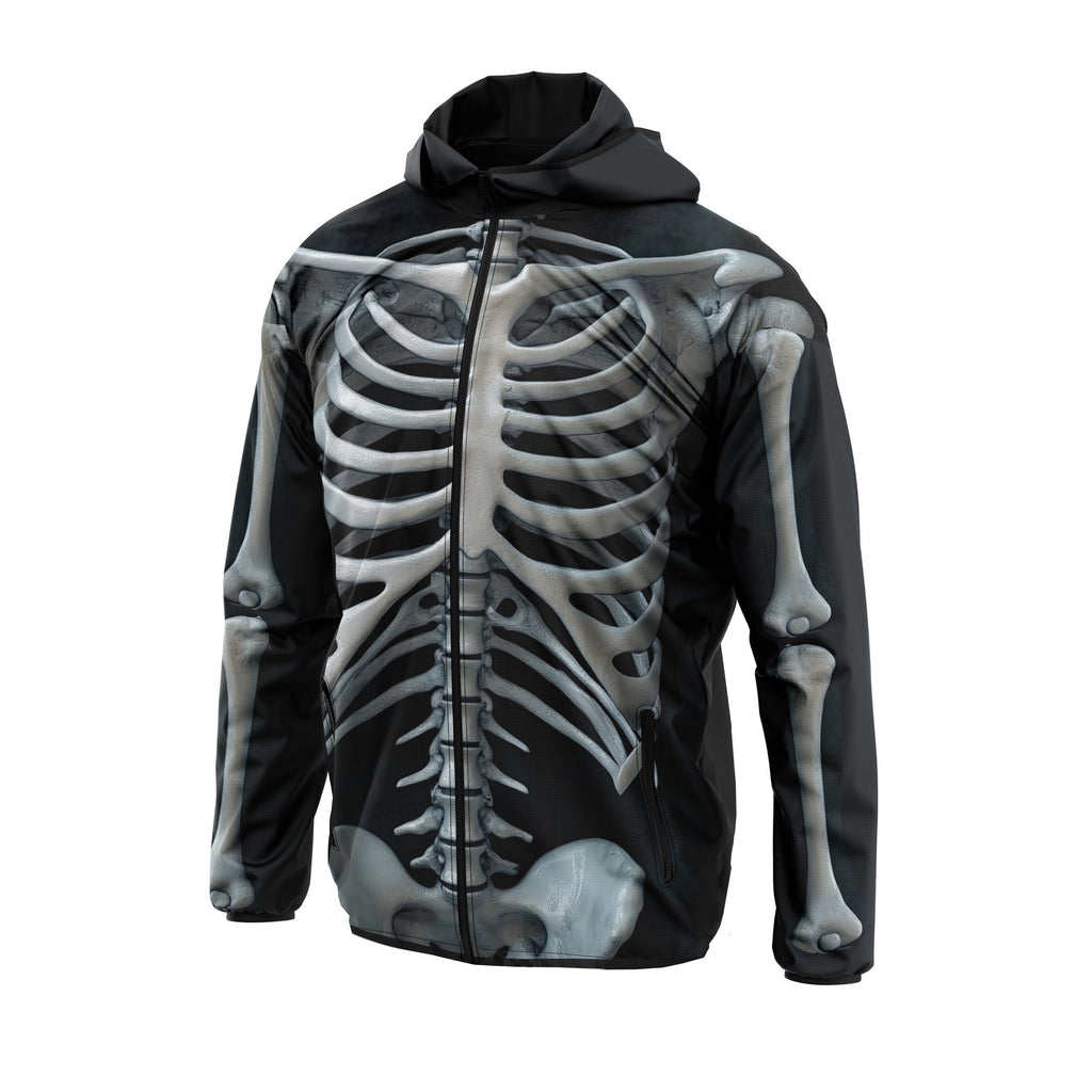 X-Ray Skeleton Graphic Print Sports Windbreaker Jacket