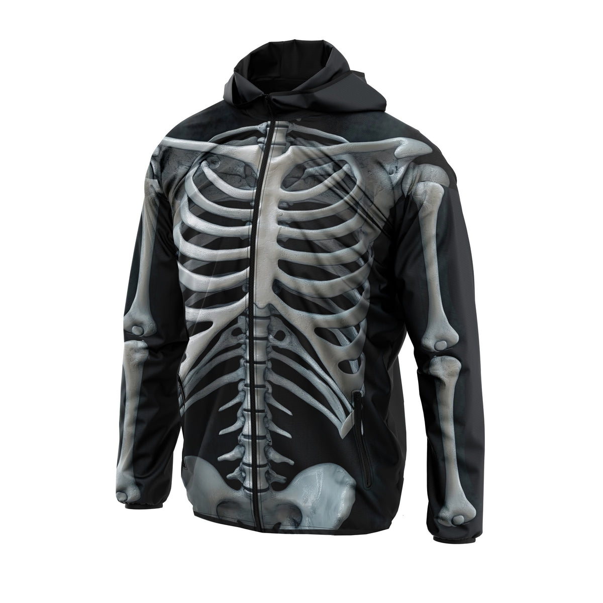 Sport-Windbreaker mit Röntgen-Skelett-Grafikprint